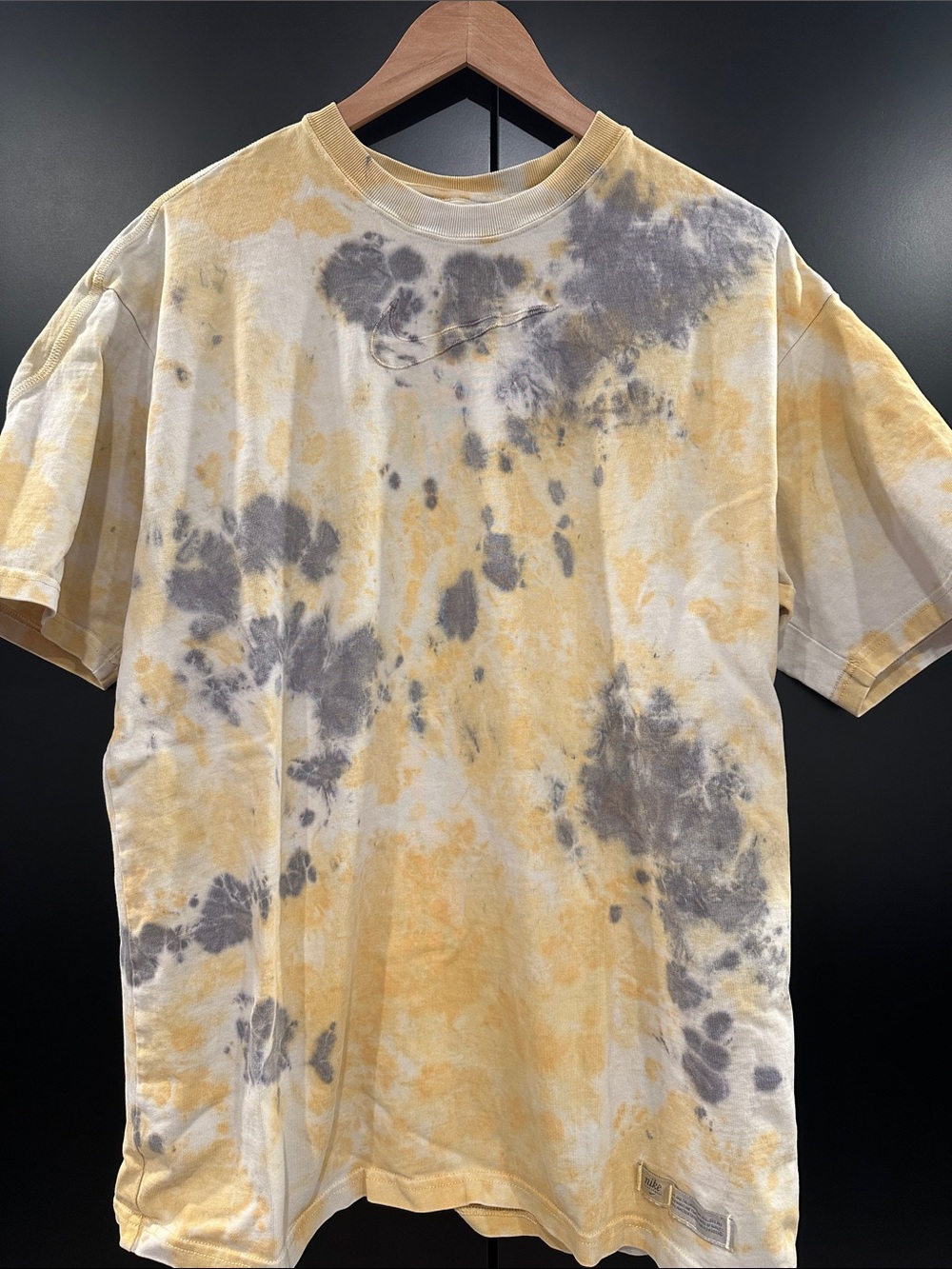Nike Sportswear Yellow & Gray Tie-Dye Short Sleeve Tee